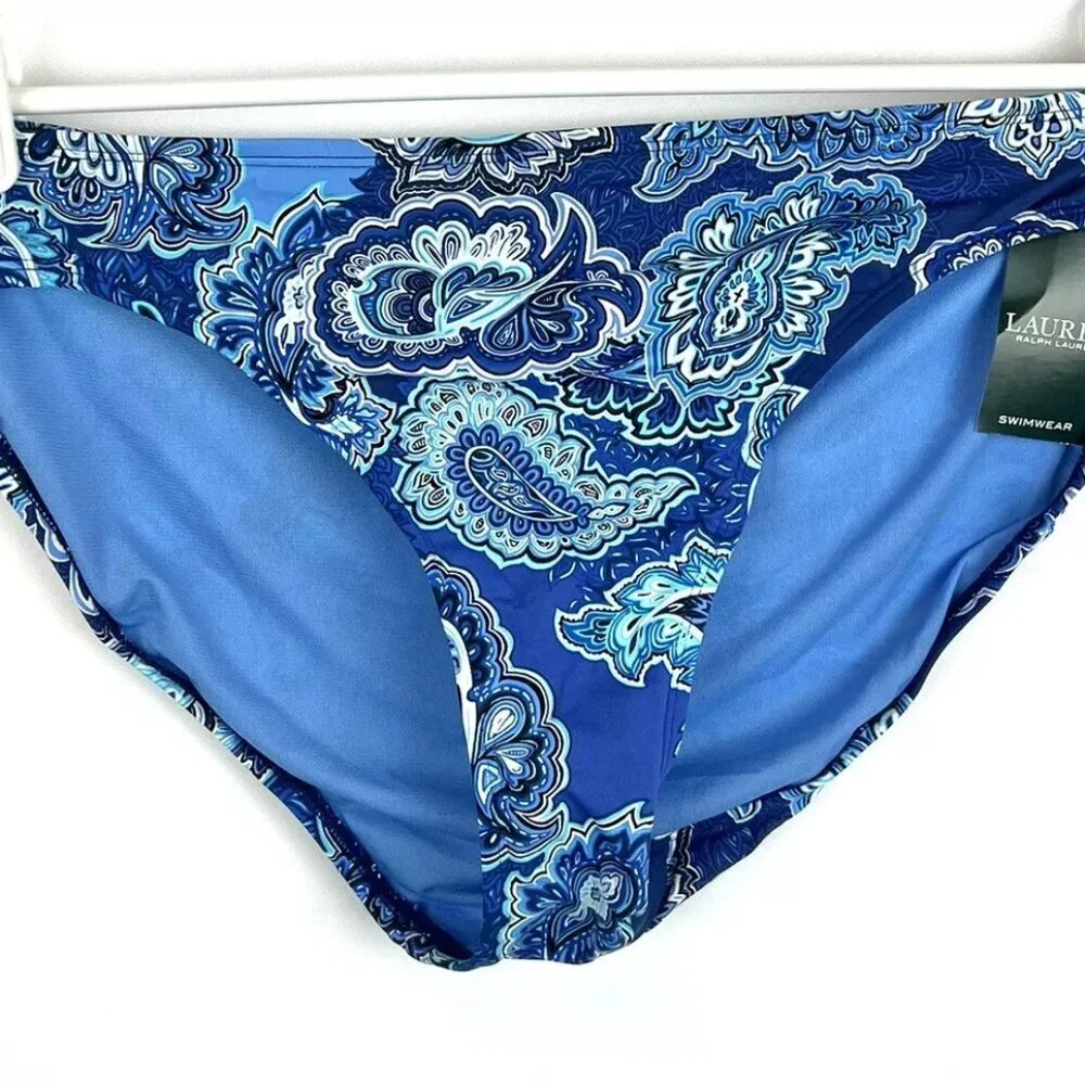 Ralph Lauren Women’s Blue Paisley Bikini Bottom Size 14